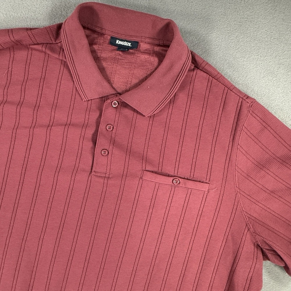 90s Y2K KINGSIZE 4XL BIG Maroon Ribbed Short Sleeve Collared Polo Shirt Men
